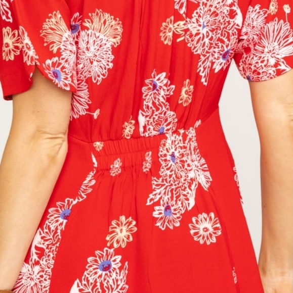 NWT Free People Red Floral Print Mini Dress - Picture 7 of 8
